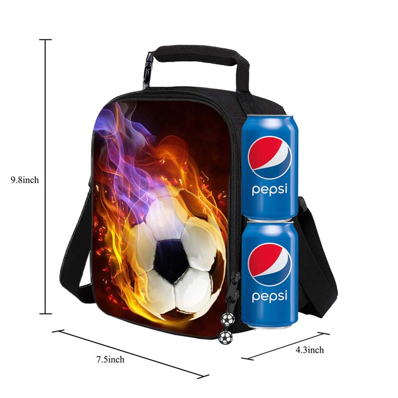 7-mi Kids Football Printed Lunch Box Bag, 5L Capacity, Stylish Design, Made-to-Last Zipper, Cushioned Carrying Strap, Easy to Clean - Image 4